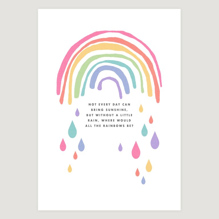 No Rain No Rainbows – Rainbow Quote Print – Rags and Rainbows